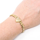 Vintage Expansion Bracelet - Mid Century Gold Filled Stretch Heart Shape - Circa 1950s Era Baby Children's Dainty Fashion Accessory Jewelry