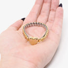 Vintage Expansion Bracelet - Mid Century Gold Filled Stretch Heart Shape - Circa 1950s Era Baby Children's Dainty Fashion Accessory Jewelry