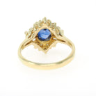 Sapphire & Diamond Ring - 18k Yellow Gold Blue Gem .55 CTW Diamond Halo - Contemporary Size 5.75 Ballerina Fine GIA Origin Report Jewelry