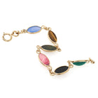 Vintage Scarab Bracelet - Retro 12k Gold Filled Carved Natural Gemstones - Circa 1960s Egyptian Revival Style Symbolic Panel Linked Jewelry