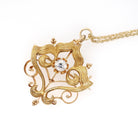 Art Nouveau Diamond Necklace - Edwardian 14k Yellow Gold Natural Diamond .31 CT Pendant Brooch Conversion - Early 1900s Era Fine Jewelry