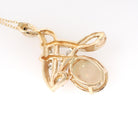 Opal & Diamond Pendant Necklace - Modern Era 14k Yellow Gold Freeform Swirl Cabochon Gemstone - Circa 1990s October Birthstone Fine Jewelry