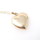 Vintage Heart Locket - Mid Century 14k Yellow Gold Flower Charm Necklace - Circa 1960s Era Fine Petite Photo Keepsake Ballou BAB Co Jewelry