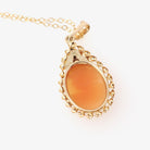 Vintage Cameo Necklace - Retro 10k Yellow & Rose Gold Oval Carved Shell Woman's Profile Pendant - Circa 1940s Era Statement Fine BDA Jewelry