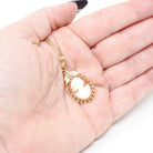 Vintage Cameo Necklace - Retro 10k Yellow & Rose Gold Oval Carved Shell Woman's Profile Pendant - Circa 1940s Era Statement Fine BDA Jewelry