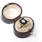 Vintage Onyx Ring - Mid Century 10k Yellow Gold Rectangular Black Cut Gem - Circa 1940s Era Size 3 1/4 Natural Diamond Chalcedony Jewelry