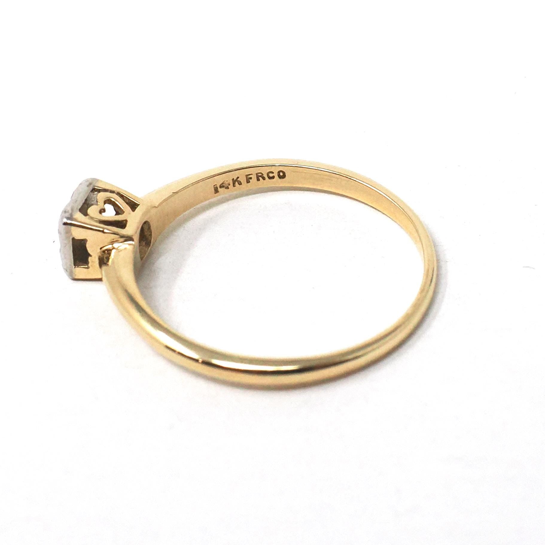 Vintage Engagement Ring - Mid Century 14k Yellow & White Gold .07 CT Natural Diamond Solitaire - Circa 1950s Size 6 1/4 Fine Bridal Jewelry
