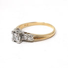 Vintage Engagement Ring - Mid Century 14k Yellow & White Gold Natural Diamond Illusion - Circa 1950s Size 6 1/4 Fine Two Tone Bridal Jewelry