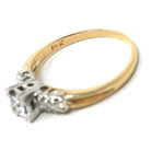 Vintage Engagement Ring - Mid Century 14k Yellow & White Gold Natural Diamond Illusion - Circa 1950s Size 6 1/4 Fine Two Tone Bridal Jewelry