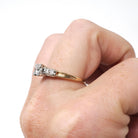 Vintage Engagement Ring - Mid Century 14k Yellow & White Gold Natural Diamond Illusion - Circa 1950s Size 6 1/4 Fine Two Tone Bridal Jewelry