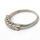Diamond Wedding Band - Vintage 14k White Gold Natural .03 CTW Ring - Mid Century Circa 1950s Era Size 6 1/2 Stacking Fine Bridal Jewelry