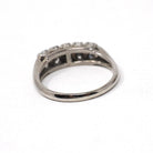 Mid Century Ring - Vintage 14k White Gold .40 CTW Diamond Two Row Wedding Band - Circa 1950s Size 6 1/2 Fine Stacking Bridal Jewelry