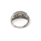Graduated Diamond Ring - Modern Era 14k White Gold 1.05 CTW Natural Round Brilliant Cut Band - Estate Size 6 1/4 Fine Anniversary Jewelry
