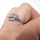 Graduated Diamond Ring - Modern Era 14k White Gold 1.05 CTW Natural Round Brilliant Cut Band - Estate Size 6 1/4 Fine Anniversary Jewelry