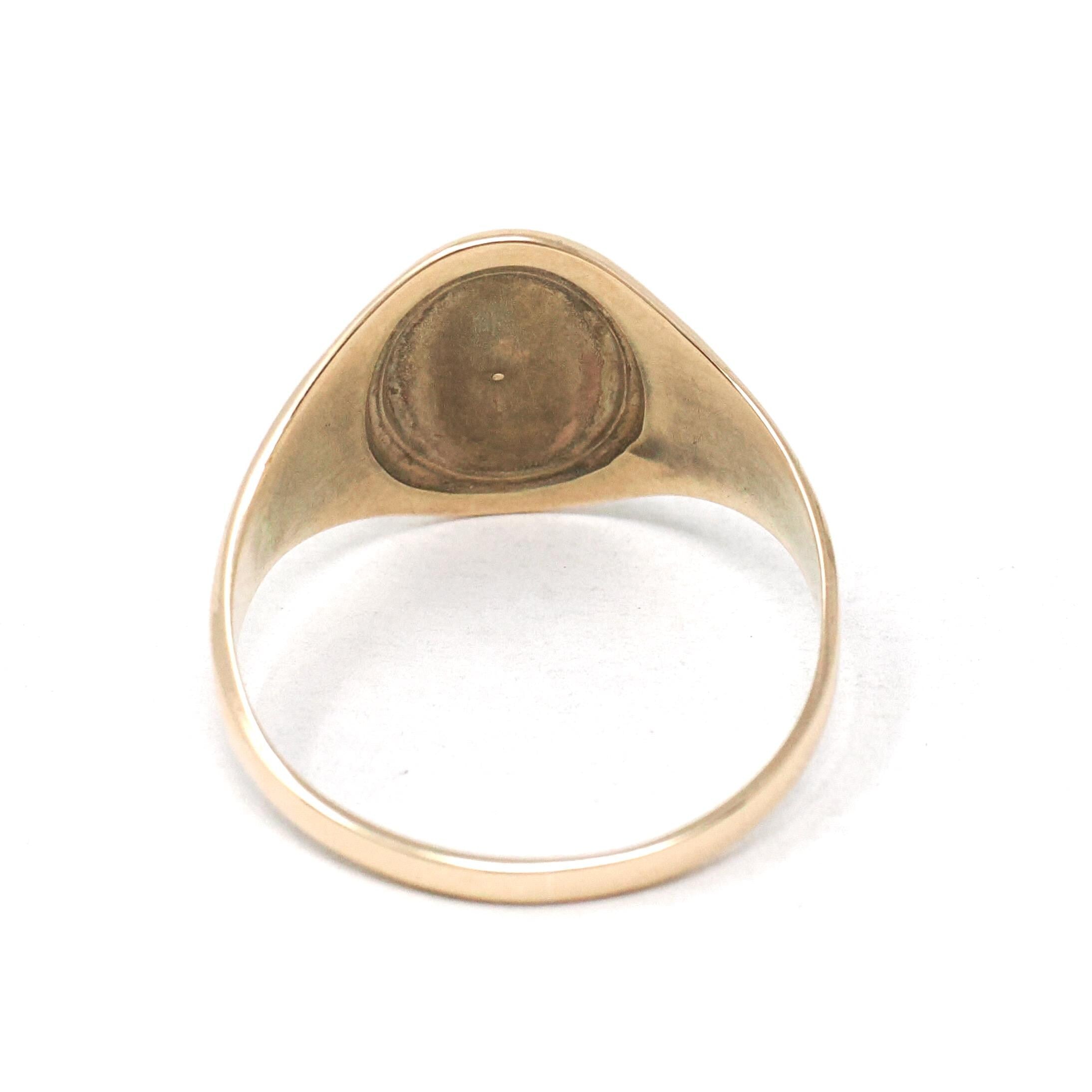 Edwardian Signet Ring - Antique 10k Yellow Gold JPR Engraved Script Monogram Initials - Art Nouveau 1910s Era Size 9 Fine Vines Jewelry