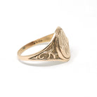 Edwardian Signet Ring - Antique 10k Yellow Gold JPR Engraved Script Monogram Initials - Art Nouveau 1910s Era Size 9 Fine Vines Jewelry