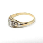 Vintage Engagement Ring - Mid Century 14k Yellow & White Gold .07 CTW Natural Diamonds - Circa 1940s Size 5.75 Two Tone Fine Bridal Jewelry