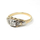 Vintage Engagement Ring - Mid Century 14k Yellow & White Gold .07 CTW Natural Diamonds - Circa 1940s Size 5.75 Two Tone Fine Bridal Jewelry