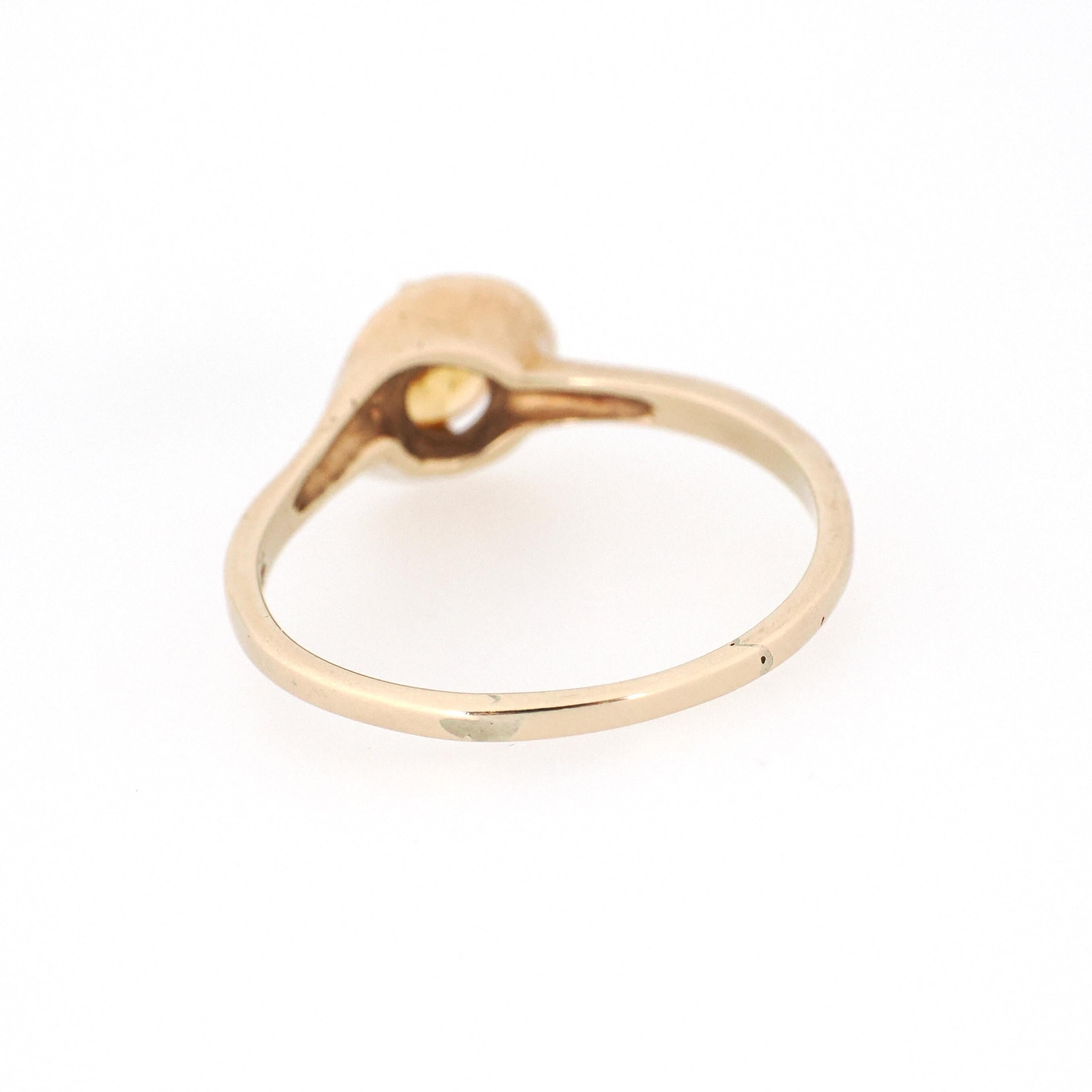 Created Yellow Sapphire Ring - Mid Century 10k Yellow Gold Round Faceted Stone - Vintage Circa 1940s Size 9 1/4 Solitaire Style Fine Jewelry