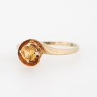 Created Yellow Sapphire Ring - Mid Century 10k Yellow Gold Round Faceted Stone - Vintage Circa 1940s Size 9 1/4 Solitaire Style Fine Jewelry