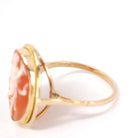Vintage Cameo Ring - Mid Century 18k Yellow Gold Carved Shell Twisted Rope Solitaire - Circa 1940s Size 6 1/4 Full Body Muse Fine Jewelry