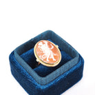 Vintage Cameo Ring - Mid Century 18k Yellow Gold Carved Shell Twisted Rope Solitaire - Circa 1940s Size 6 1/4 Full Body Muse Fine Jewelry