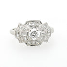 Vintage Engagement Ring - Mid Century Era Platinum 1.21 CTW Natural Diamonds - Circa 1950s Era Size 7 3/4 Fine East West Halo Bridal Jewelry