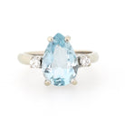 Mid Century Aquamarine Ring - Vintage 14k White Gold Natural 2.25 CT Blue Gem & Diamonds - Circa 1960s Size 6 Alternative Engagement Jewelry