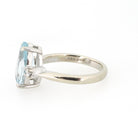 Mid Century Aquamarine Ring - Vintage 14k White Gold Natural 2.25 CT Blue Gem & Diamonds - Circa 1960s Size 6 Alternative Engagement Jewelry