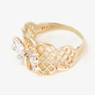 Butterfly Filigree Ring - Modern 14k Yellow & White Gold .04 CTW Natural Diamonds - Circa 2000s Size 7 1/2 Figural Winged Bug Fine Jewelry