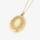Vintage Flower Locket - Mid Century 14k Gold Filled Oval Pendant Necklace - Circa 1960s Era Keepsake Photo Nature Inspired Marathon Jewelry