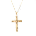 Vintage Cross Necklace - Mid Century 14k Yellow Gold Engraved Etched Pendant Charm - Circa 1950s Era Petite Religious Faith Esemco Jewelry