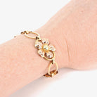 Vintage Flower Bracelet - Retro 12k Gold Filled Yellow & Rose Gold Statement Panels - Circa 1940s Era Fashion Accessory Van Dell Jewelry