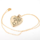 Vintage Heart Locket - Retro 10k Gold Filled Floral Bow Rhombus Engraved Design Pendant Necklace - Circa 1940s Keepsake Photograph Jewelry