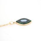 Inlayed Gemstone Pendant - Modern 14k Yellow Gold Natural Opal Lapis Malachite Onyx Charm - Circa 2000s Era Mystical Lantern Fine Jewelry