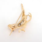 Vintage Roadrunner Brooch - Retro 14k Yellow & White Gold Natural Sapphire And Diamond Pin - Circa 1970s Era Cuckoo Bird Animal Fine Jewelry