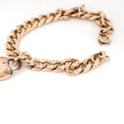 Antique Padlock Bracelet - Edwardian Rosy 12k Gold Filled Heart Shaped Charm Padlock & Key - Circa 1910s Era 8 Inch Curb Link Chain Jewelry