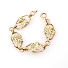 Maple Leaf Bracelet - Retro 12k Gold Filled Yellow & Rose Gold Oval Statement Panels - Circa 1940s Era Fashion Accessory Binder Bros Jewelry