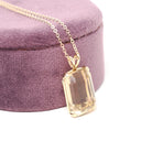 Modern Citrine Pendant - Estate 14k Yellow Gold Emerald Cut 9.05 CT Natural Gemstone Necklace - Circa 2000s Fine November Birthstone Jewelry