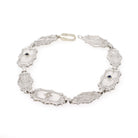 Rock Crystal Quartz Bracelet - Art Deco 14k White Gold Natural Diamond & Created Sapphire Accents - Circa 1930s Era Filigree Fine Jewelry