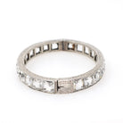 Art Deco Bracelet - Vintage Sterling Silver Simulated Diamonds Clear Faceted Glass - Circa 1930s Era Statement Fashion Accessory Jewelry