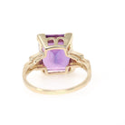 Created Color Change Sapphire Ring - Mid Century 10k Yellow Gold Rectangular Purple Blue Gem - Circa 1950s Era Size 6 1/2 Fine 50s Jewelry
