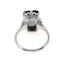 Vintage Hematite Ring - Mid Century 14k White Gold Dark Gray Metallic Solitaire - Circa Early 1960s Era Size 6 1/2 Fine Statement Jewelry