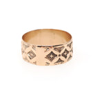 Antique Cigar Band - Edwardian 10k Rose Gold Floral & Cross Designs Wide Ring - Vintage Circa 1900s Era Size 8 Unisex Fine Stacking Jewelry