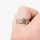 Antique Cigar Band - Edwardian 10k Rose Gold Floral & Cross Designs Wide Ring - Vintage Circa 1900s Era Size 8 Unisex Fine Stacking Jewelry