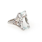 Vintage Aquamarine Ring - Art Deco 14k White Gold Light Blue Fancy Hourglass Cut Gemstone - Circa 1930s Era Size 4 1/2 Filigree Fine Jewelry
