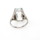 Vintage Aquamarine Ring - Art Deco 14k White Gold Light Blue Fancy Hourglass Cut Gemstone - Circa 1930s Era Size 4 1/2 Filigree Fine Jewelry