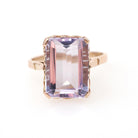 Vintage Amethyst Ring - Retro 14k Yellow Gold Rectangular Step Cut Purple Gem - Circa 1940s Era Size 7 3/4 February Birthstone Fine Jewelry