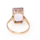 Vintage Amethyst Ring - Retro 14k Yellow Gold Rectangular Step Cut Purple Gem - Circa 1940s Era Size 7 3/4 February Birthstone Fine Jewelry