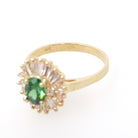 Modern Ballerina Halo Ring - 14k Yellow Gold Oval Green CZ & Simulated Diamonds - Contemporary 2000s Era Size 8 1/4 Fine Fashion Jewelry